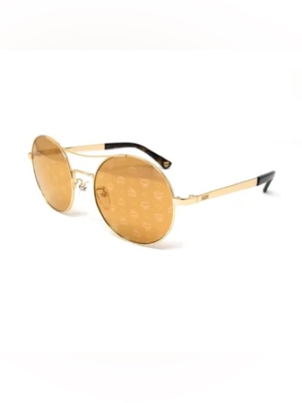 MCM Gold Round Metal Sunglasses, Monogrammed Lenses